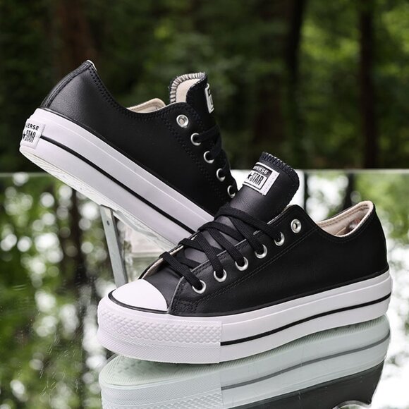 Converse Chuck Taylor All Star Lift Platform Black Leather - Picture 2 of 15